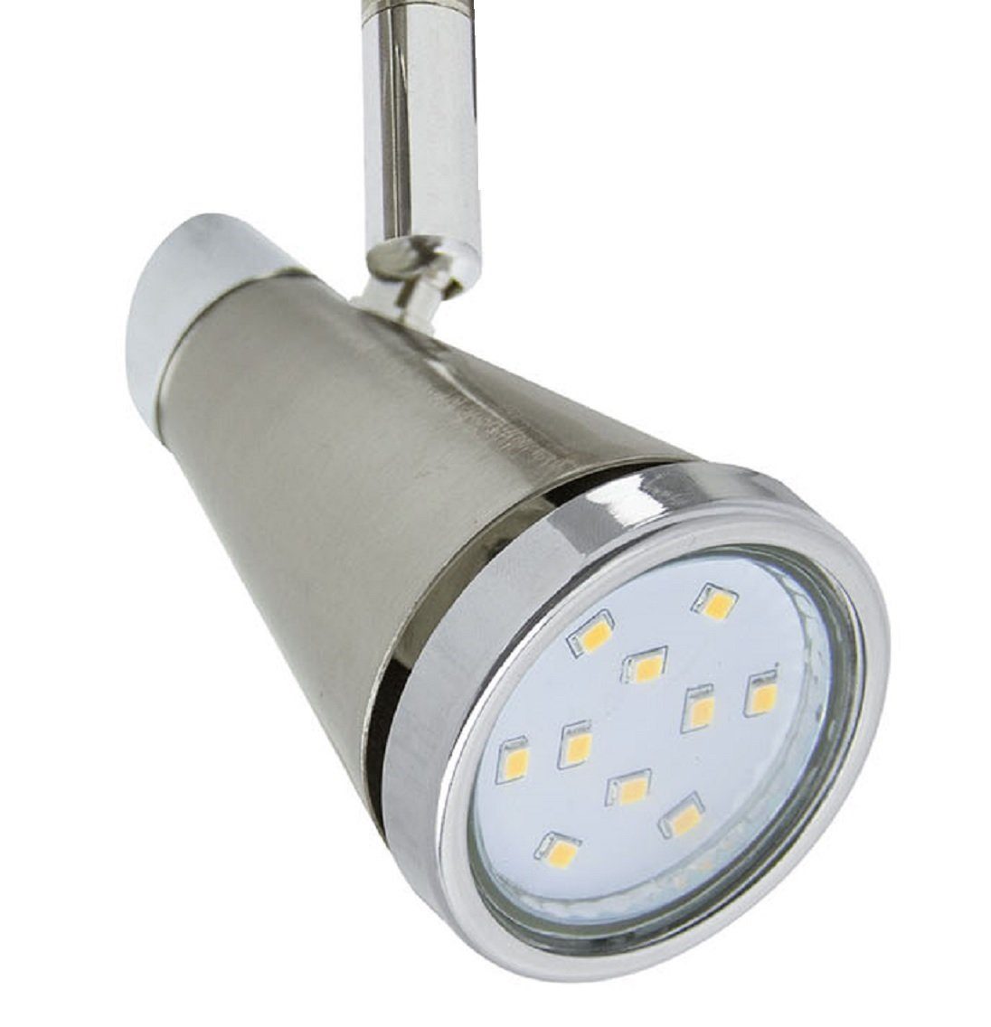 TRANGO LED Deckenleuchte, 3-flammig 1009-32 LED Badleuchte IP44 *WET* Bad Deckenleuchte in Nickel matt & Chrom, Flurlampe, WC Lampe, Deckenlampe, Deckenstrahler, inklusive 3x 5 W GU10 LED Leuchtmittel Spots schwenkbar