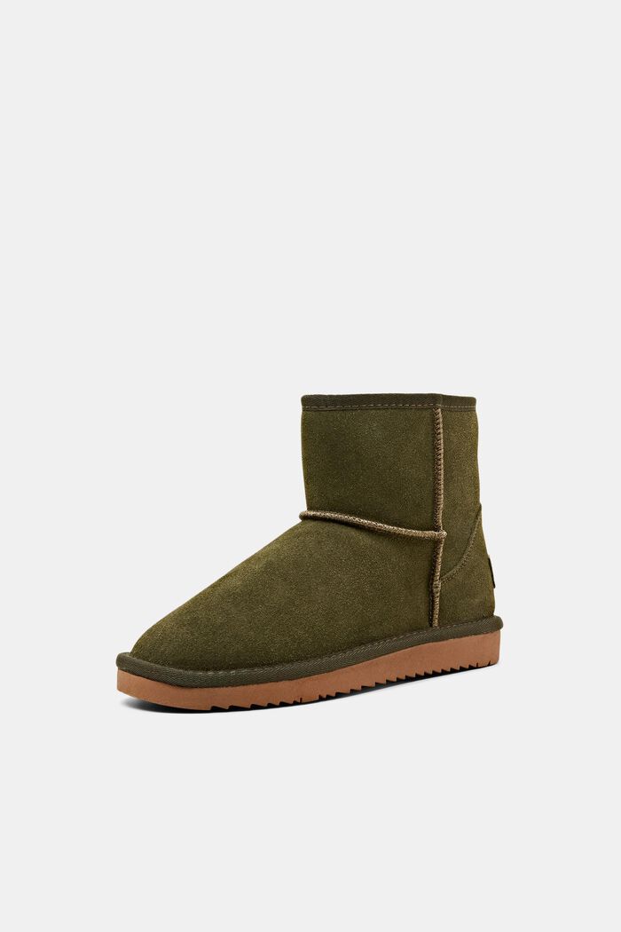 Veloursleder-Boots mit Kunstfellfutter