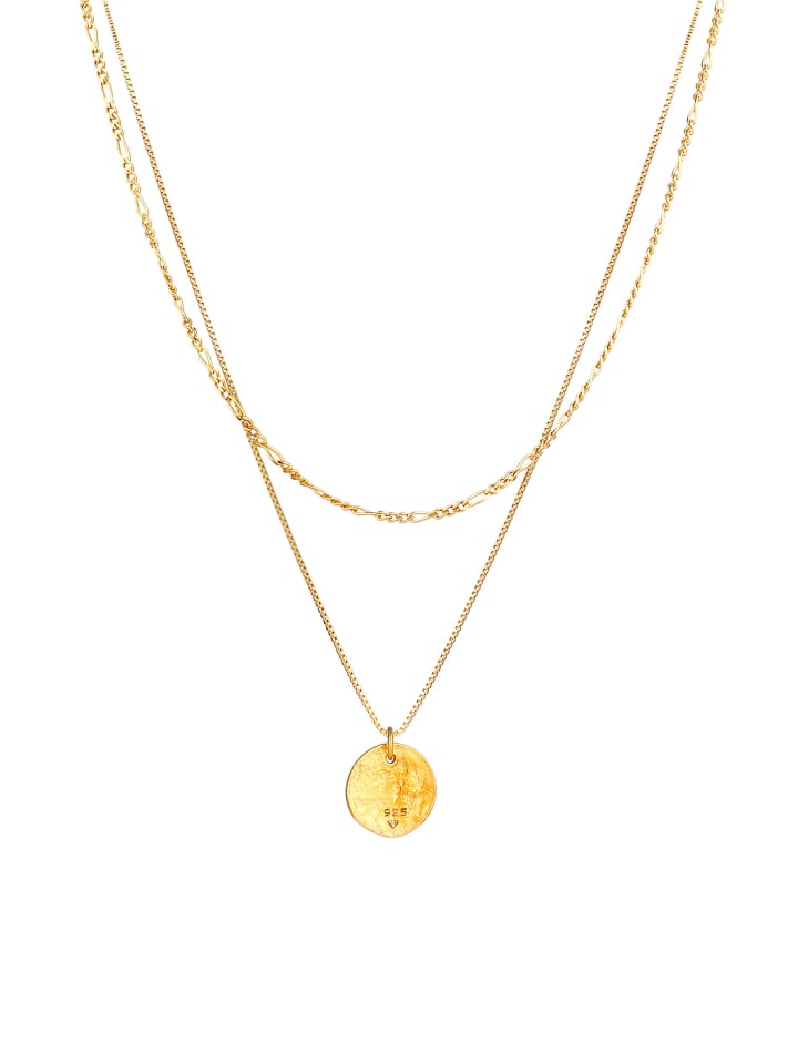Elli Halskette 925 Sterling Silber Plättchen, Figaro in Gold günstig kaufen