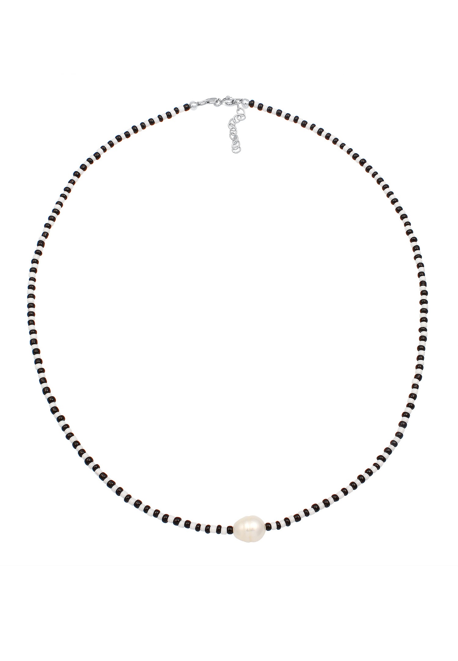 Perle di vetro Elli Base bianche e nere, perle coltivate d'acqua dolce, da donna (925/1000) Argento