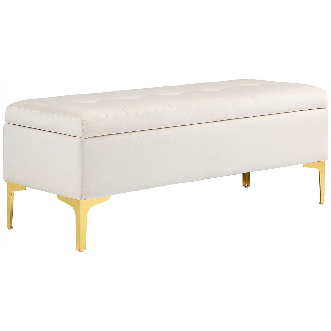 HOMCOM Sitzbank mit Stauraum, Polsterbank mit Samtoptik, Metallbeine, Beige