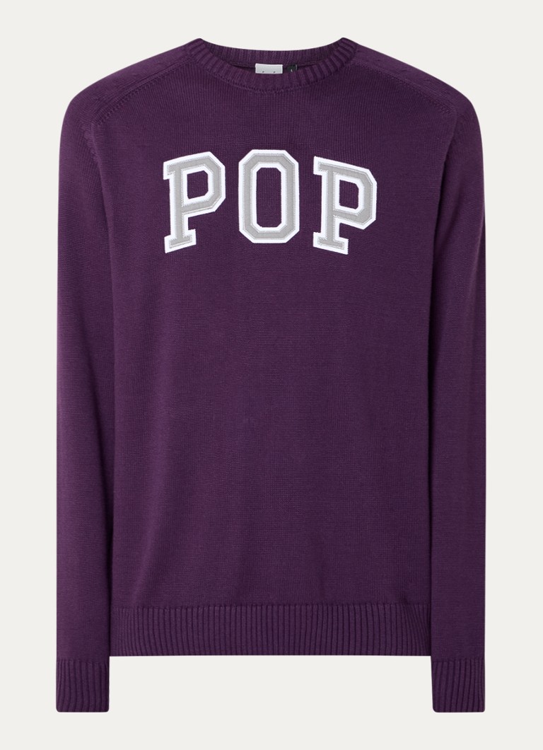 Jemne pletený pulóver Pop Trading Company s výšivkou loga