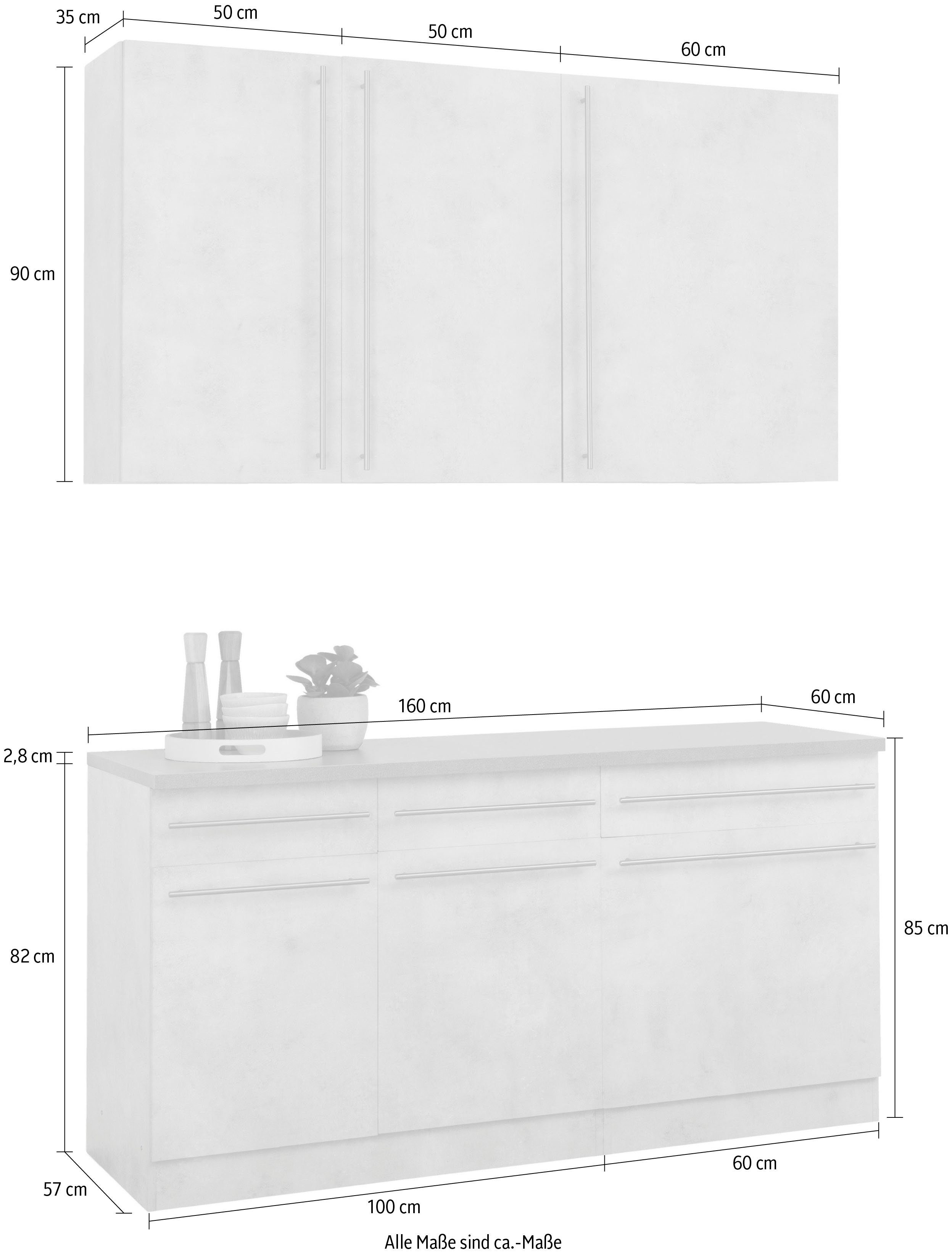 wiho Küchen Küche Chicago, ohne E-Geräte, Breite 160 cm