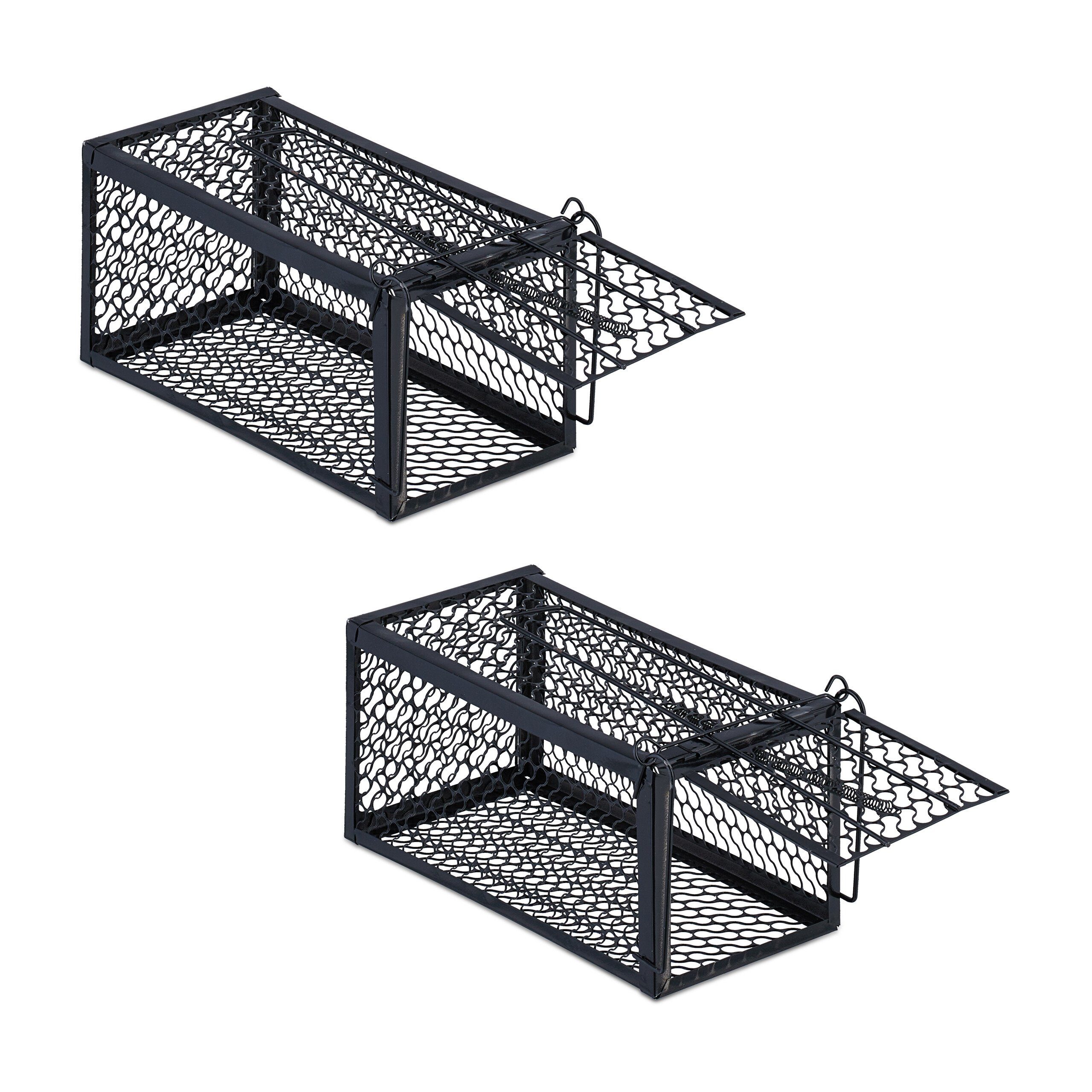relaxdays Lebendfalle Lebendfalle Mäuse und Ratten 2er Set