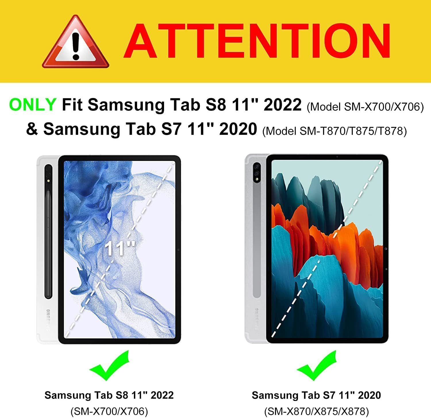 Fintie Tablet-Hülle Tastatur Hülle für Samsung Galaxy Tab S8 11 Zoll 2022 /S7 11 Zoll 2020, Keyboard Cover mit Magnetisch Abnehmbarer Deutscher Bluetooth Tastatur