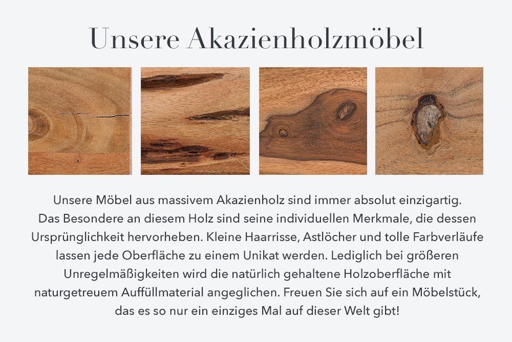 riess-ambiente Beistelltisch ORGANIC LIVING 60cm natur, Massivholz · Baumkante · Couchtisch · Metall-Beine · Akazie