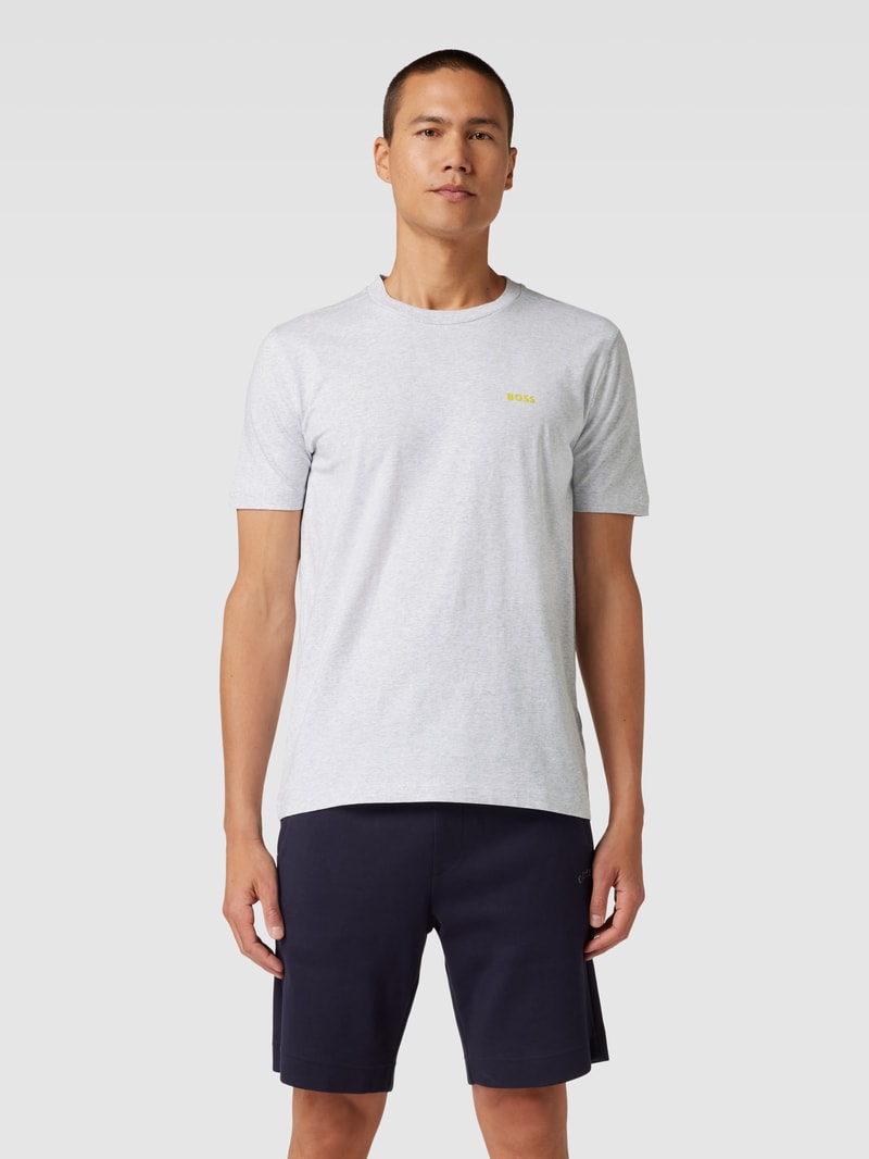 T-Shirt mit Label-Print in hellgrau