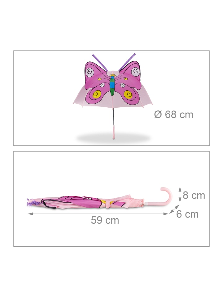 relaxdays Kinderregenschirm Schmetterling in Pink günstig kaufen onesize