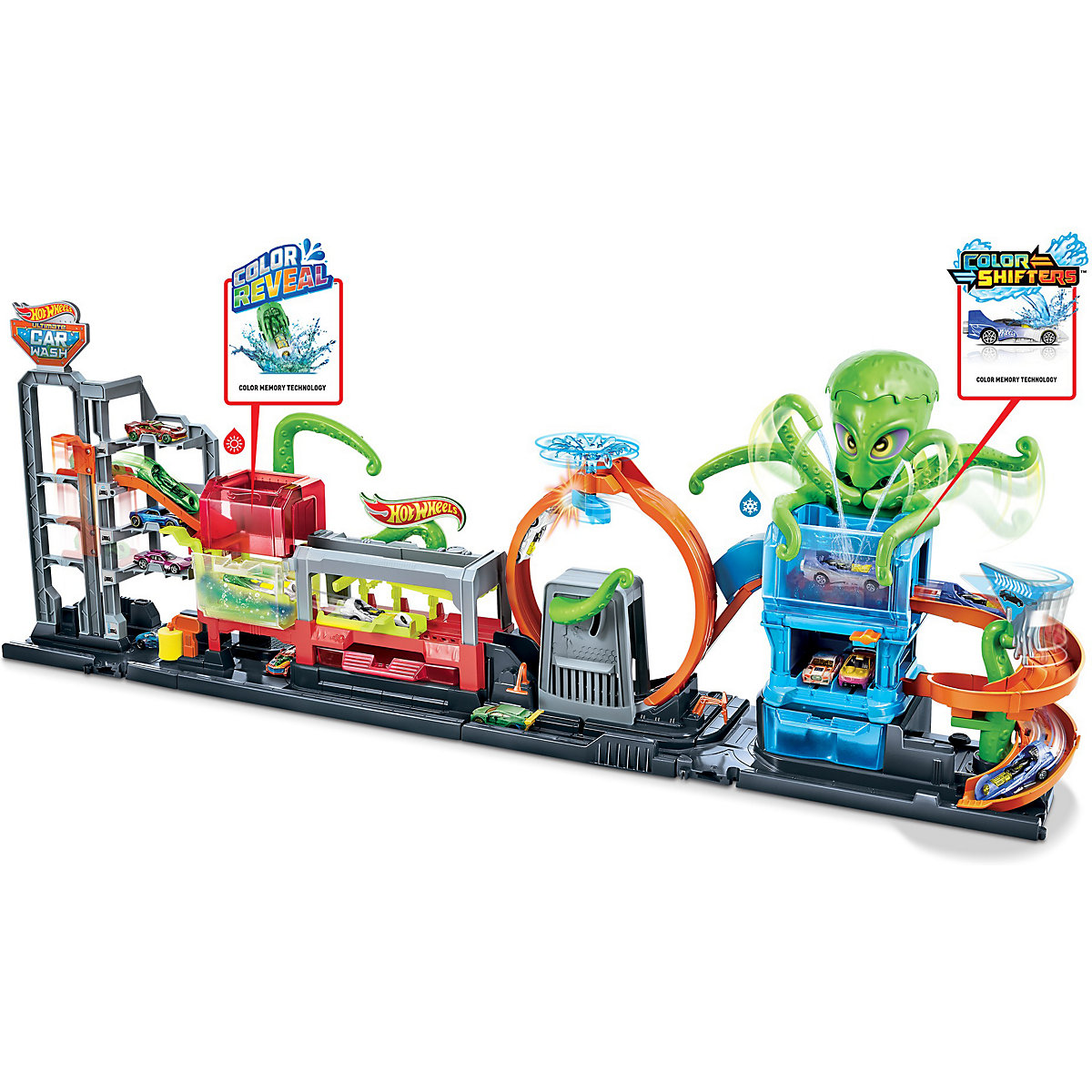 Hot Wheels City Color Reveal Autowaschanlage, inkl. 1 Farbwechsel-Spielzeugauto