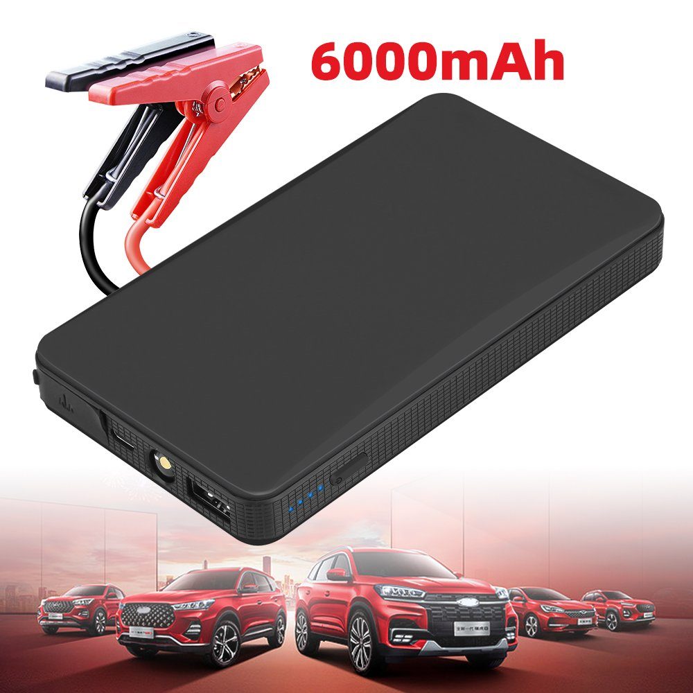 MDHAND Schwarzes tragbares 6000mAh Autobatterie-Ladegerät (2-tlg., Fast Charge)
