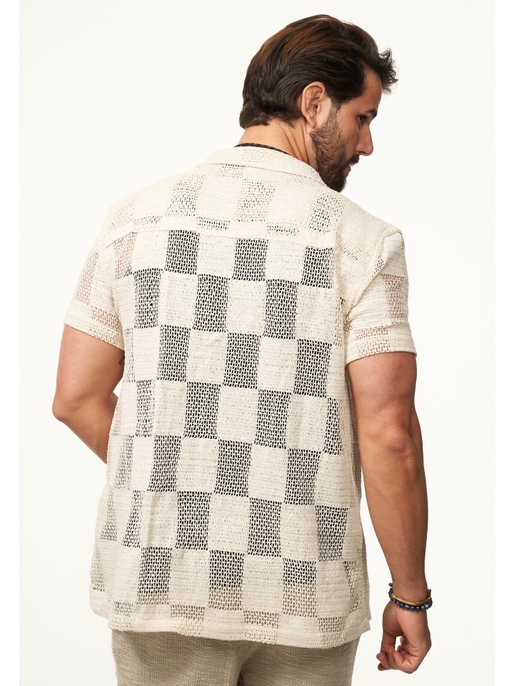 SOULSTAR Kurzarmhemd - im Vintage Summer-Look Kurzarm Strick Polo-Hemd T-Shirt in Ecru günstig kaufen