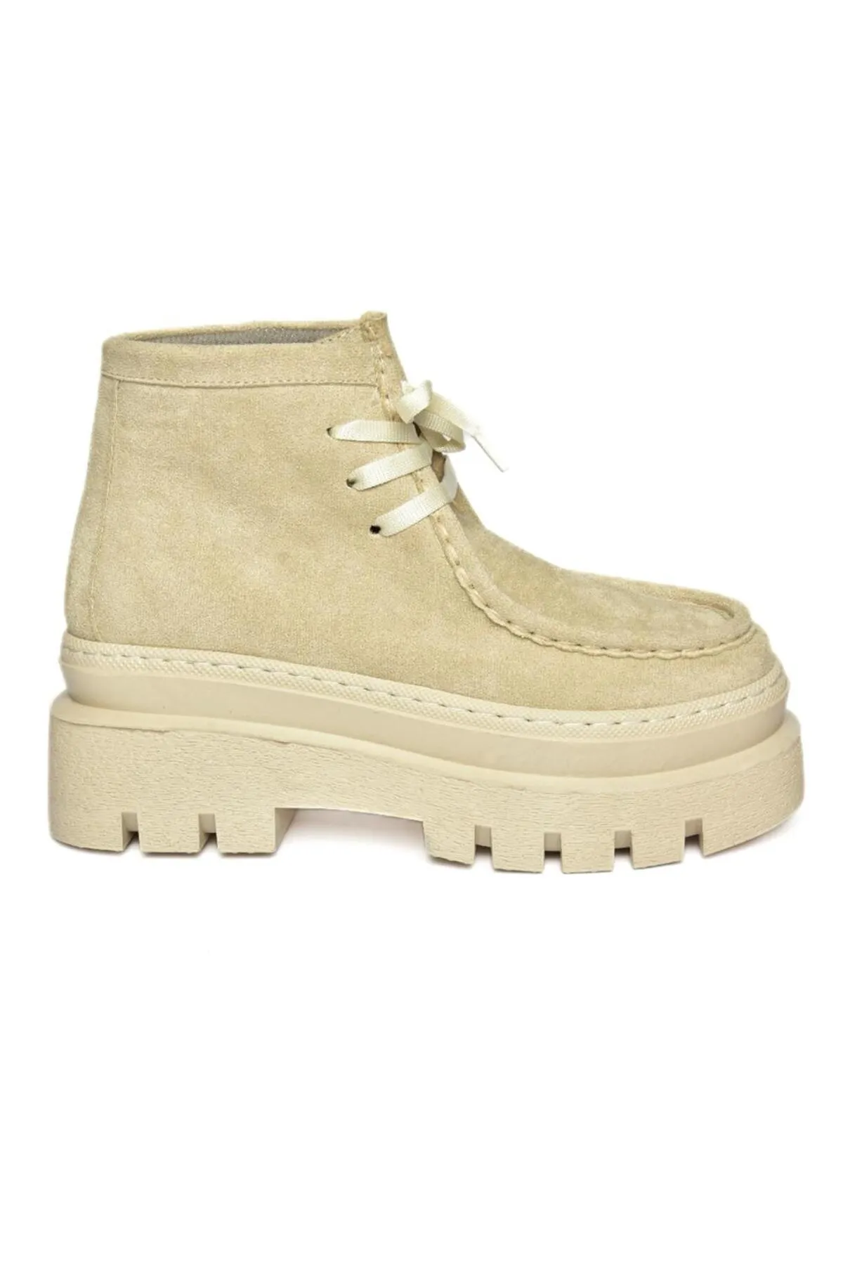 Fox Shoes  R267310202 Damenschuhe aus beigem Wildleder mit dicker Sohle