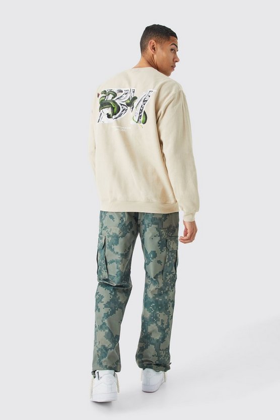 Oversize Sweatshirt mit Schlagenprint