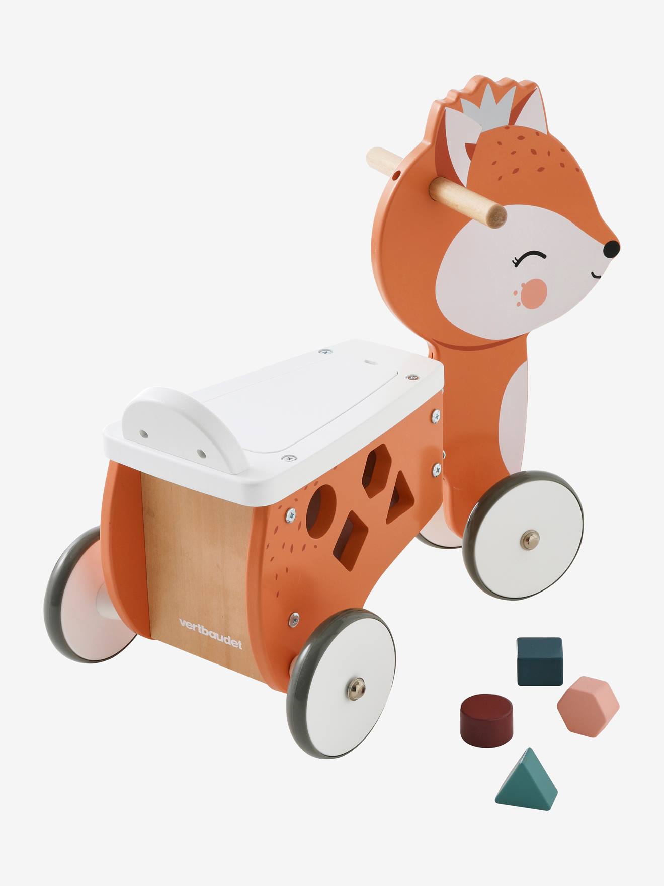 Vertbaudet Rutschfahrzeug FUCHS mit Spielzeugkiste FSC - braun