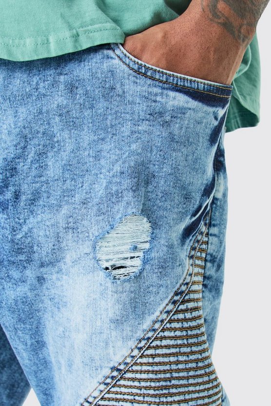 Plus gebleichte Skinny Bikerjeans