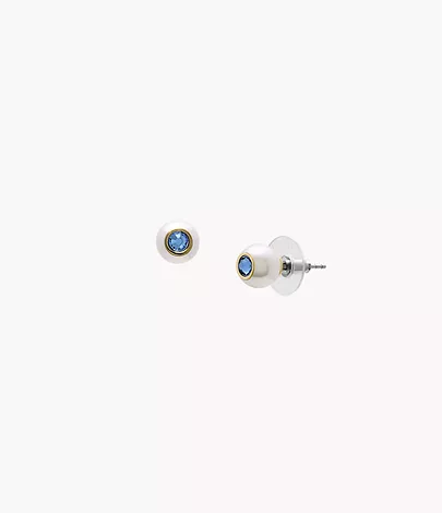 Fossil Ohrstecker Bright Baubles Strass Muschel weiß blau