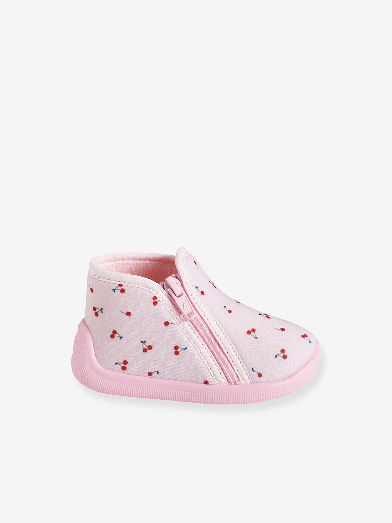 Chaussons zippés bébé fabriqués en France rose