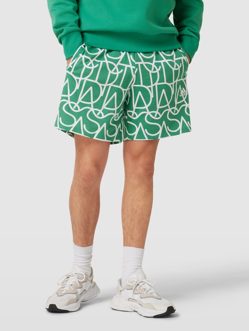 Sweatshorts mit Allover-Logo in hellgrün