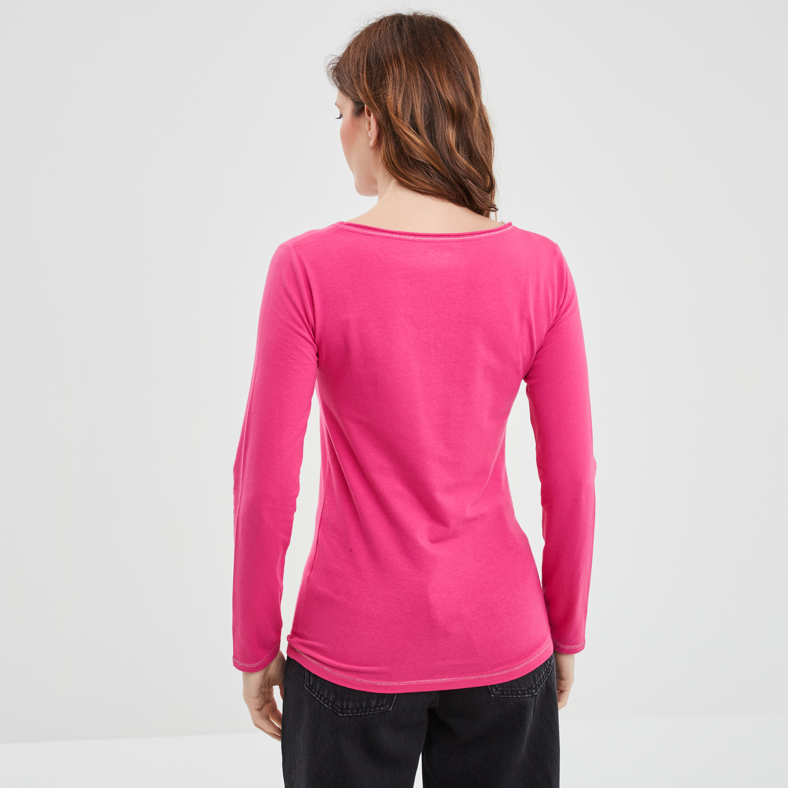 T-shirt manches longues rose fushia femme | La Halle