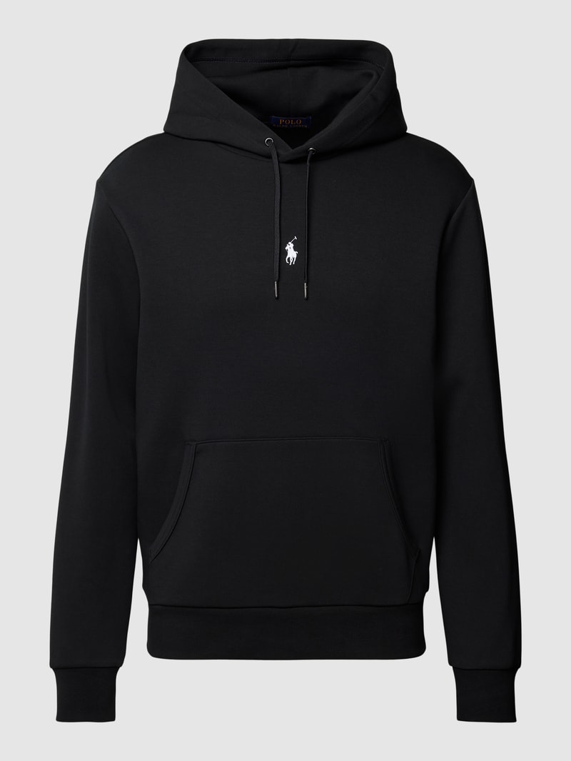 Hoodie mit Label-Stitching in schwarz