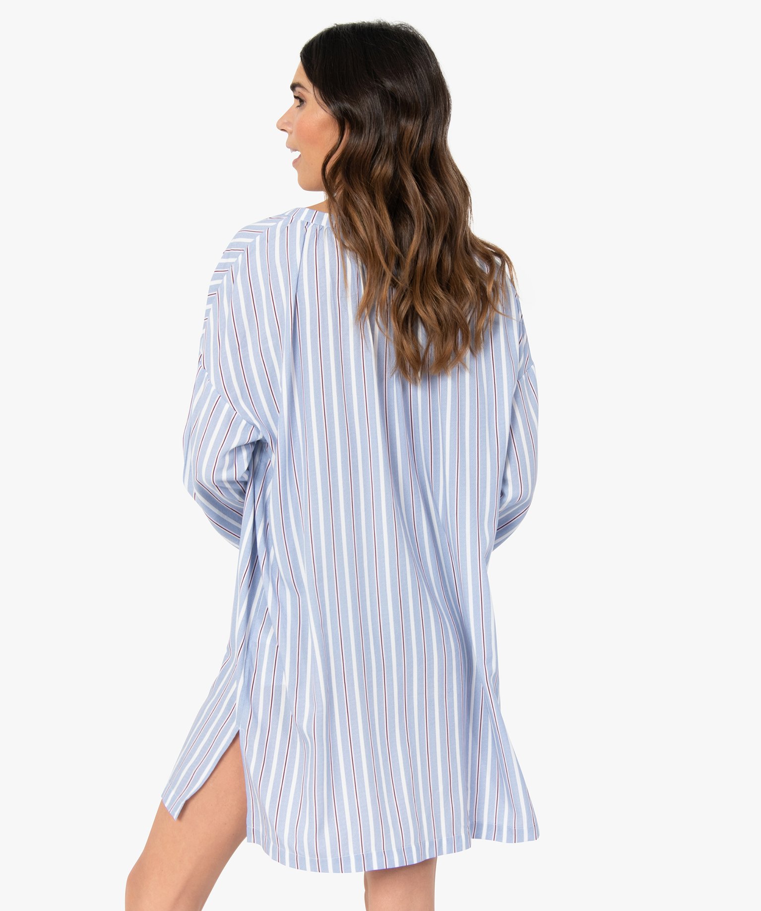 Chemise de nuit femme à manches 3/4 raye | GEMO