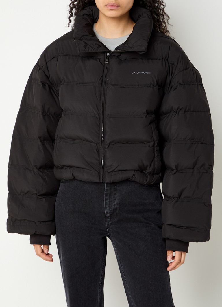 Daily Paper cropped puffer jacket with logo and side pockets