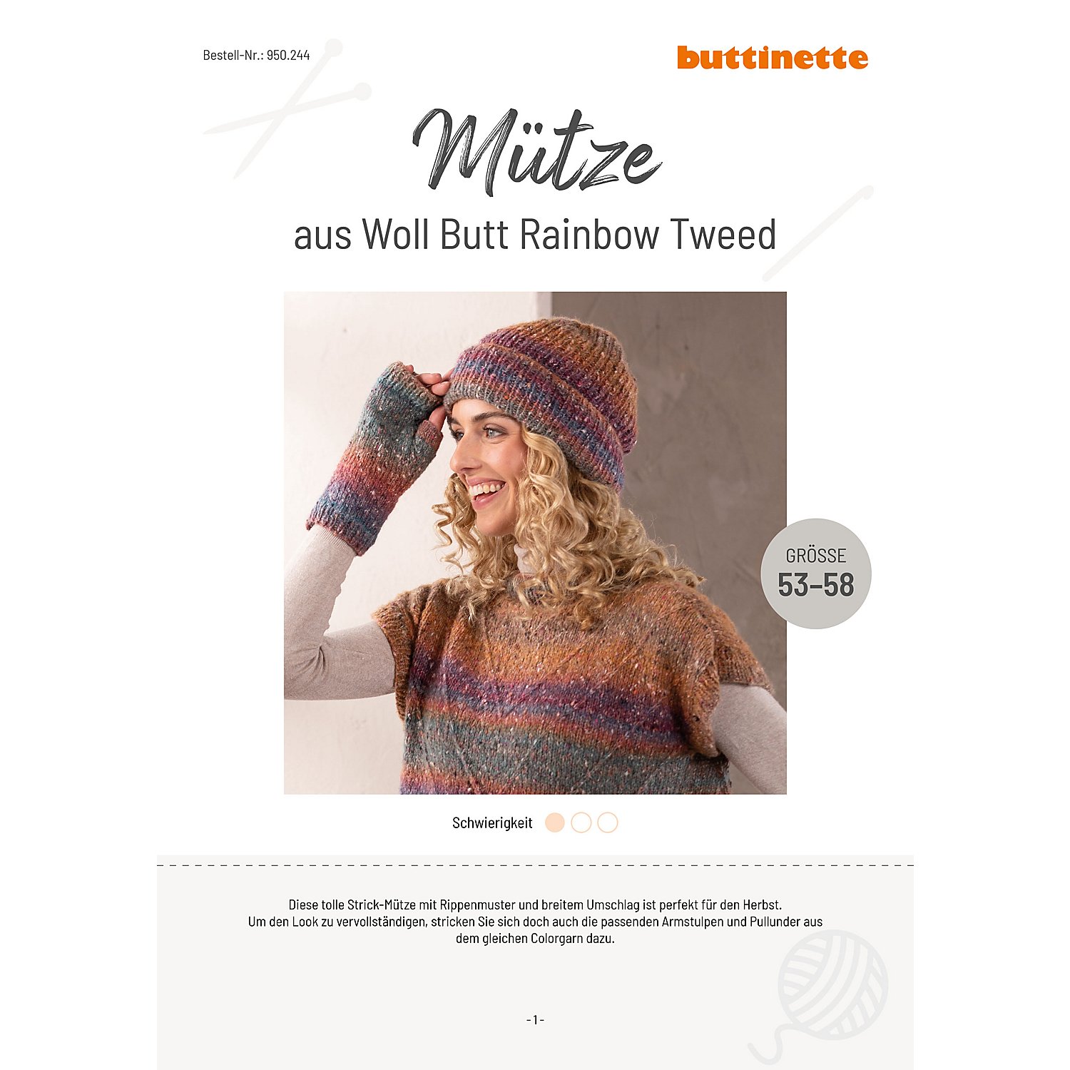 Strickanleitung – Mütze aus Woll Butt Rainbow Tweed