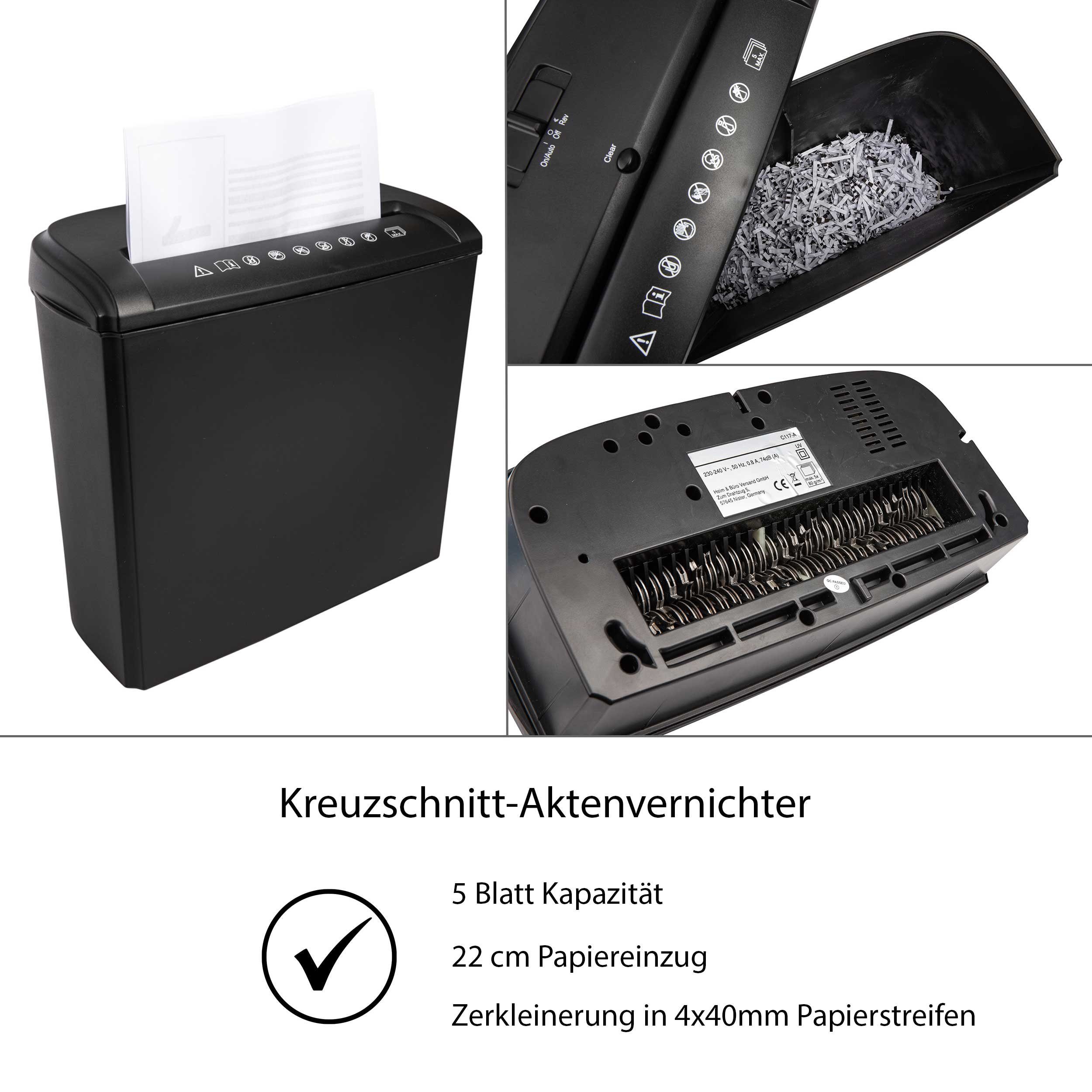 ONVAYA Aktenvernichter Aktenvernichter, Reißwolf mit Kreuzschnitt, Papierschredder