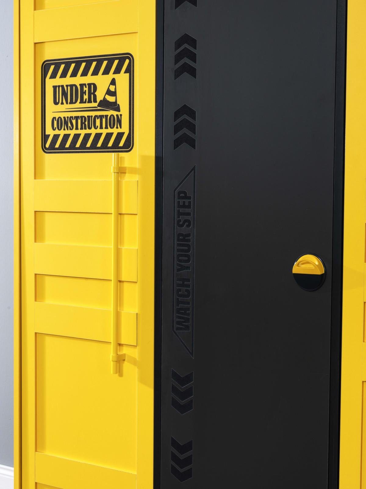 Möbel-Lux Jugendzimmer-Set Bulldozer, (Set, 4-St., Bett, Nachttisch, Kleiderschrank, Schreibtisch), mit Baggerbett