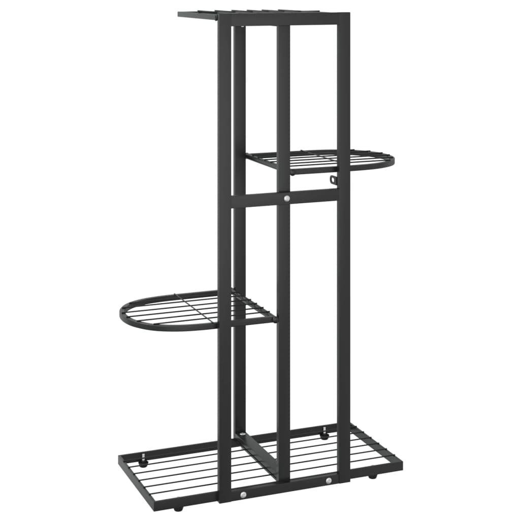 vidaXL Blumenständer Blumenständer 4-Etagen 43x22x76 cm Schwarz Metall (1 St)