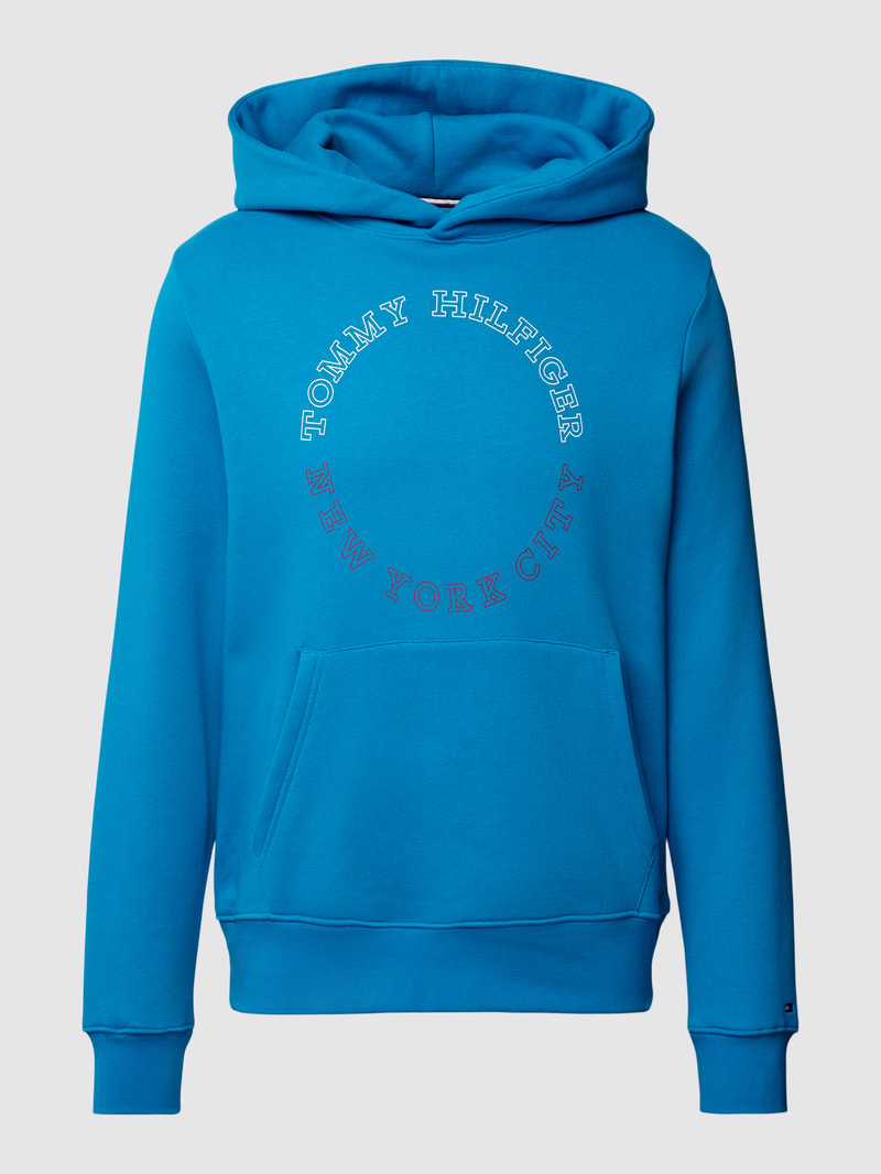 Hoodie mit Label-Print Modell 'MONOTYPE' in aqua blau