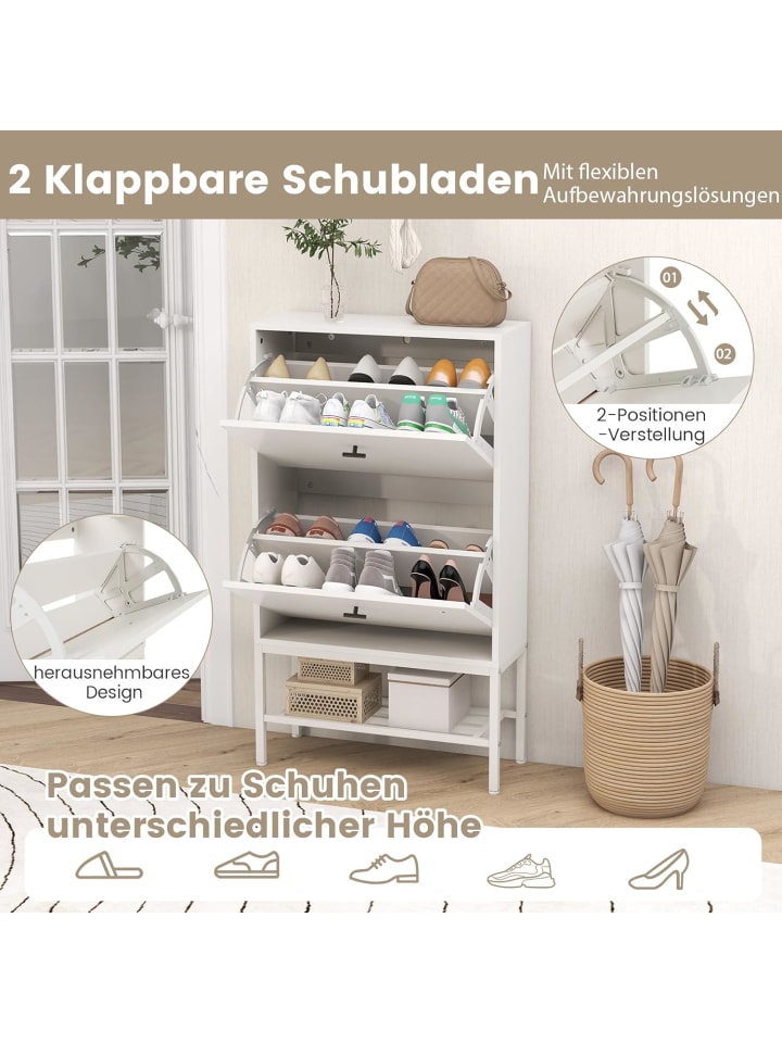 COSTWAY Schuhschrank für 15 Paar Schuhe 106cm in Weiß günstig kaufen onesize