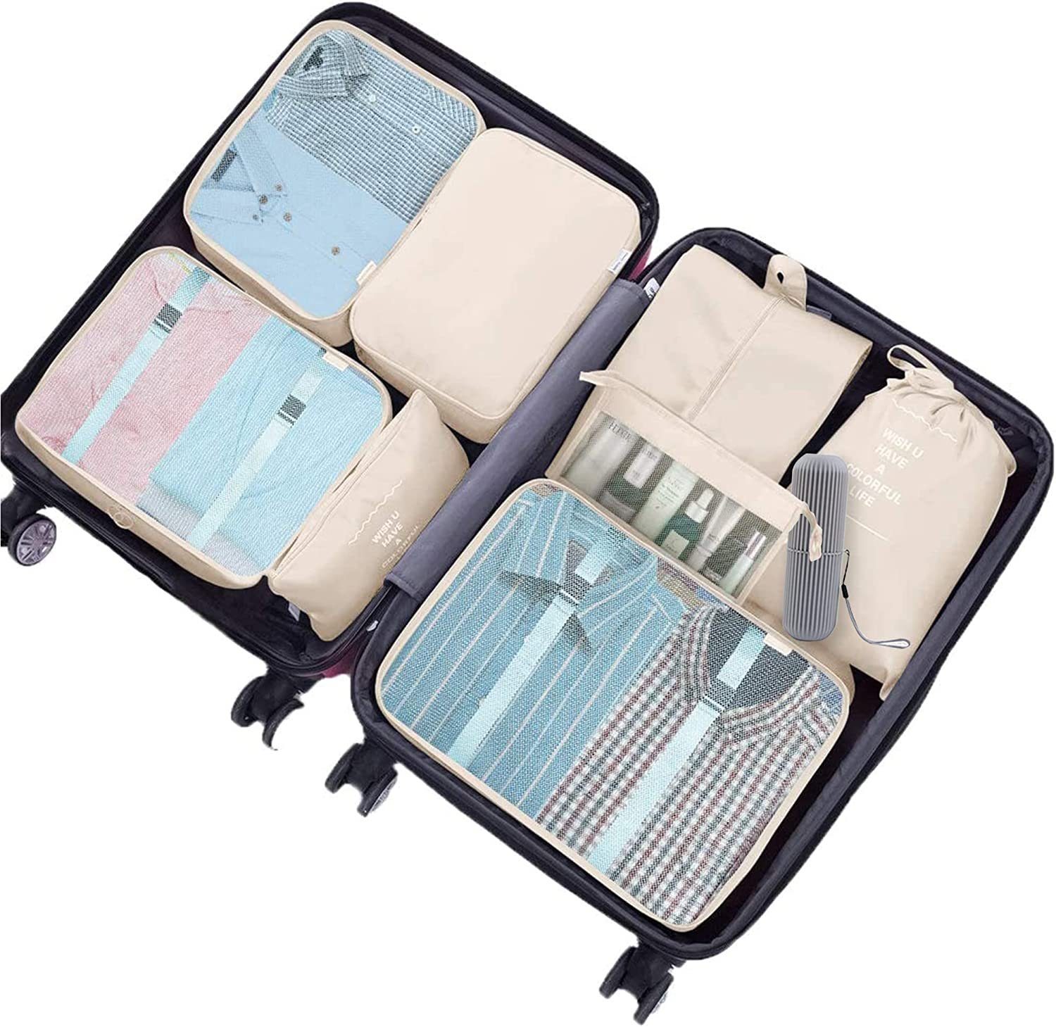 Bedee Kofferorganizer 9 Teilige Koffer Organizer Packing Cubes Kleidertaschen (9-tlg)