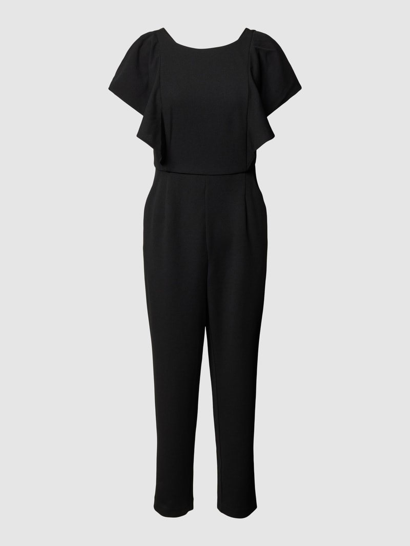 Jumpsuit mit Volants in schwarz