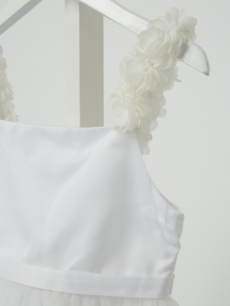 Kleid mit Blüten-Applikationen in weiß