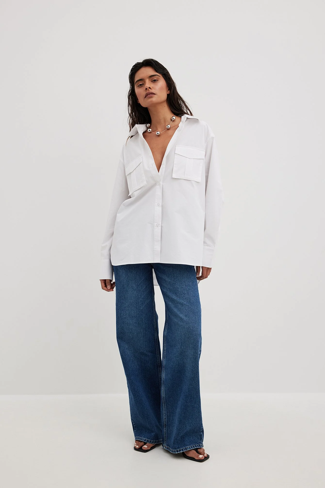 Weite Jeans mit hoher Taille
