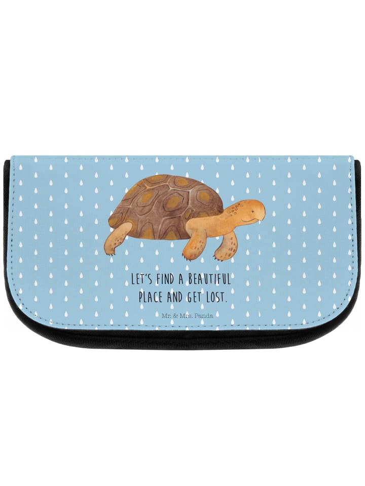 Mr. & Mrs. Panda Kosmetiktasche Schildkröte Marschieren mit Spruch in Blau Pastell günstig kaufen onesize