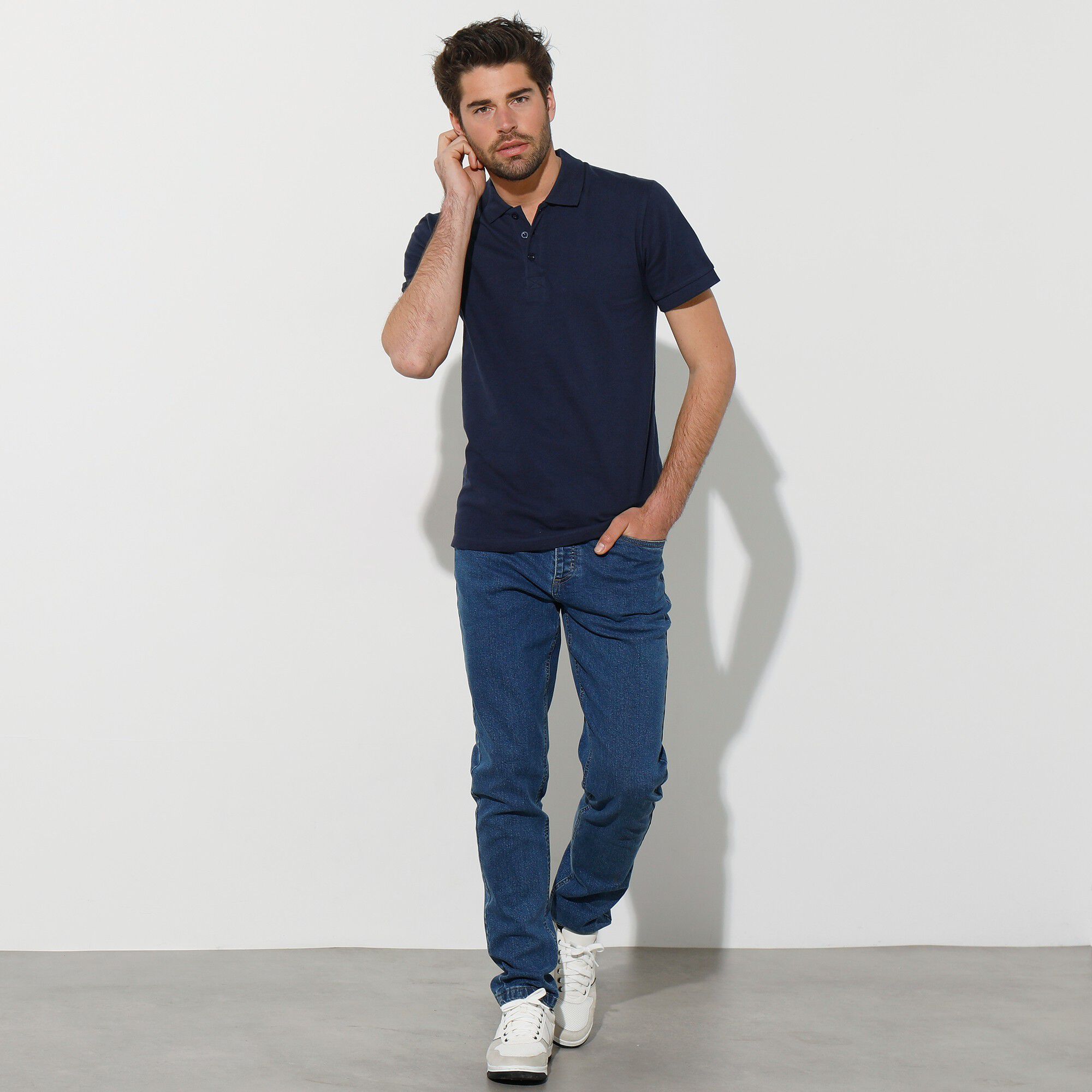 Polo uni maille piquée manches courtes
