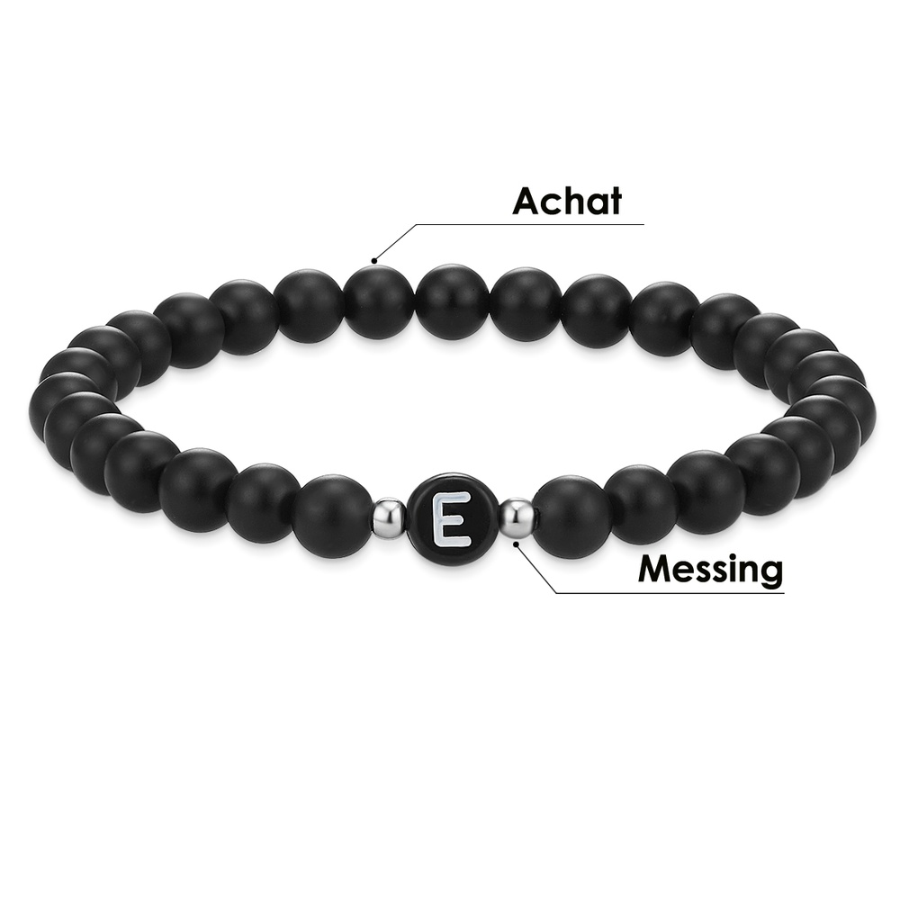 EASTSIDE Bracelet en pierres précieuses Lettres Agate en Noir Bracelet