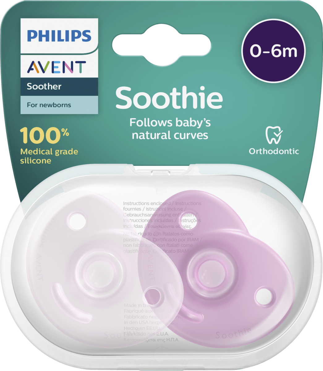 Schnuller Soothie Silikon, rosa/pink, 0-6 Monate, 2 St
