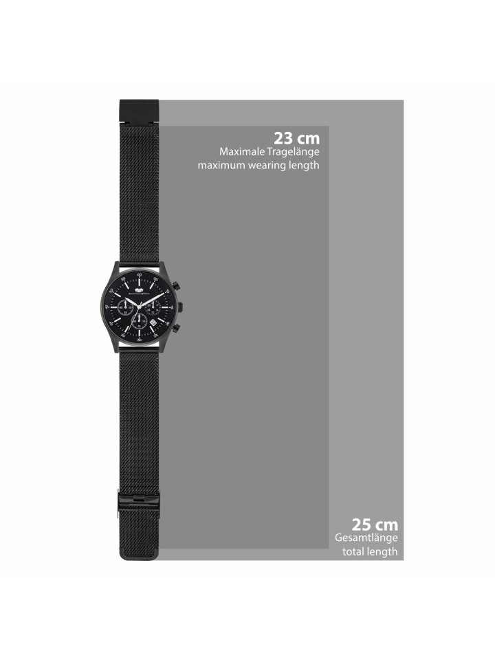 Rhodenwald & Söhne Herren Chronograph schwarz Edelstahl schwarz in schwarz günstig kaufen 21,5 cm