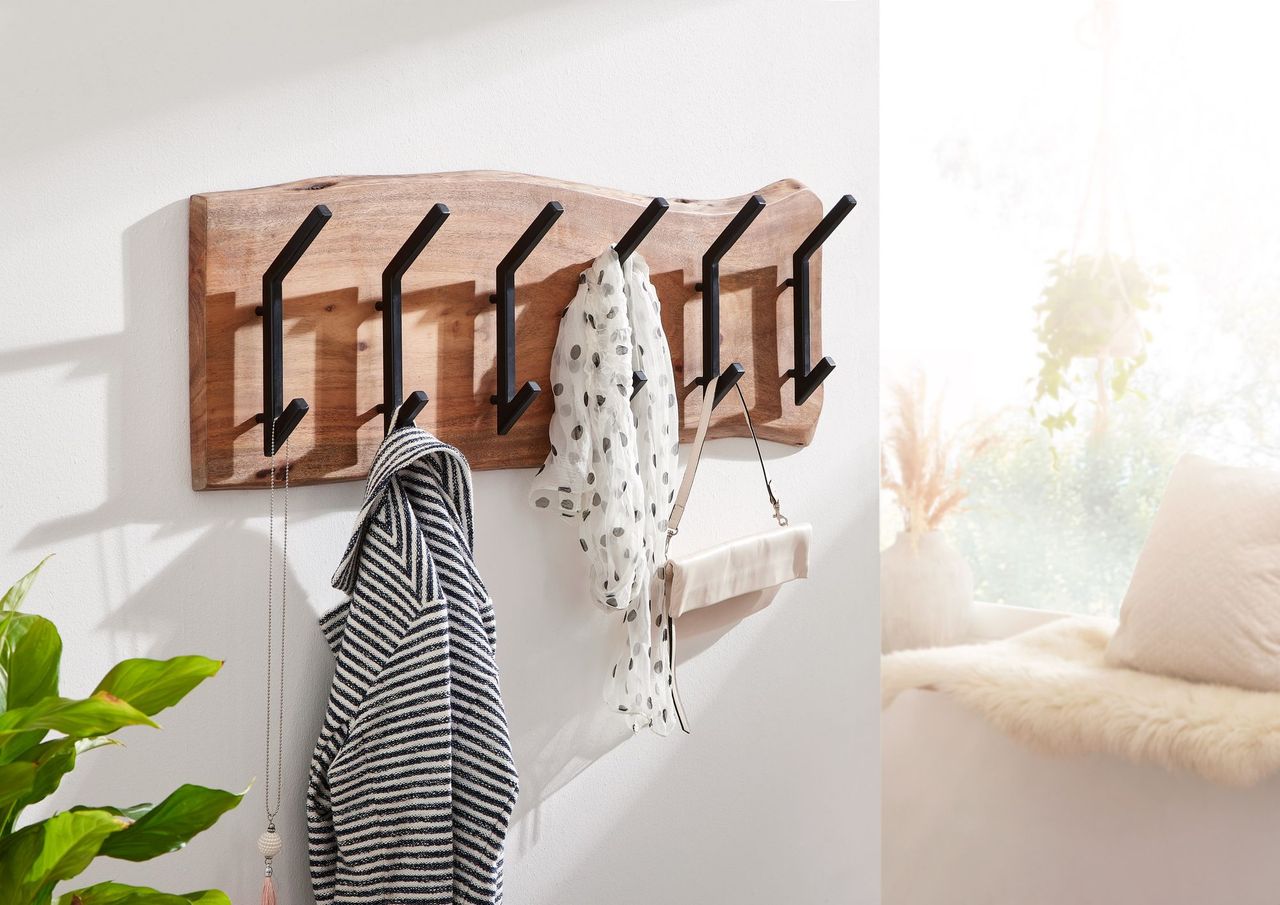 Wohnling Wandgarderobe Holz Metall 100 x 29 x 12,5 cm