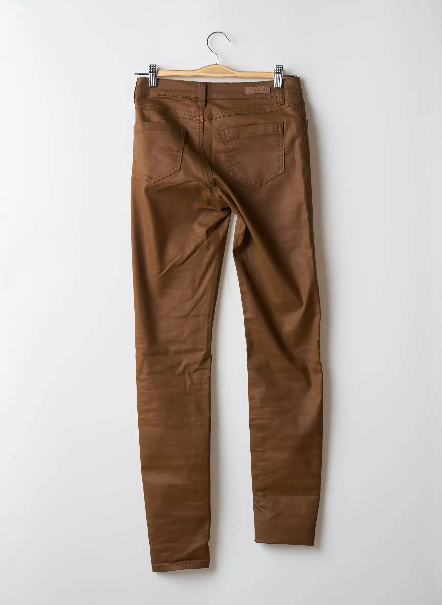 Geisha Pantalons Slim Femme couleur marron