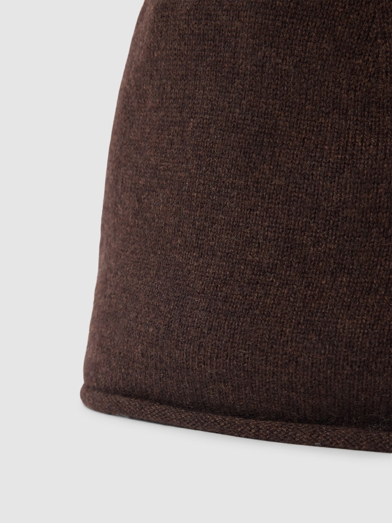 Strickmütze aus Kaschmir in schokobraun meliert