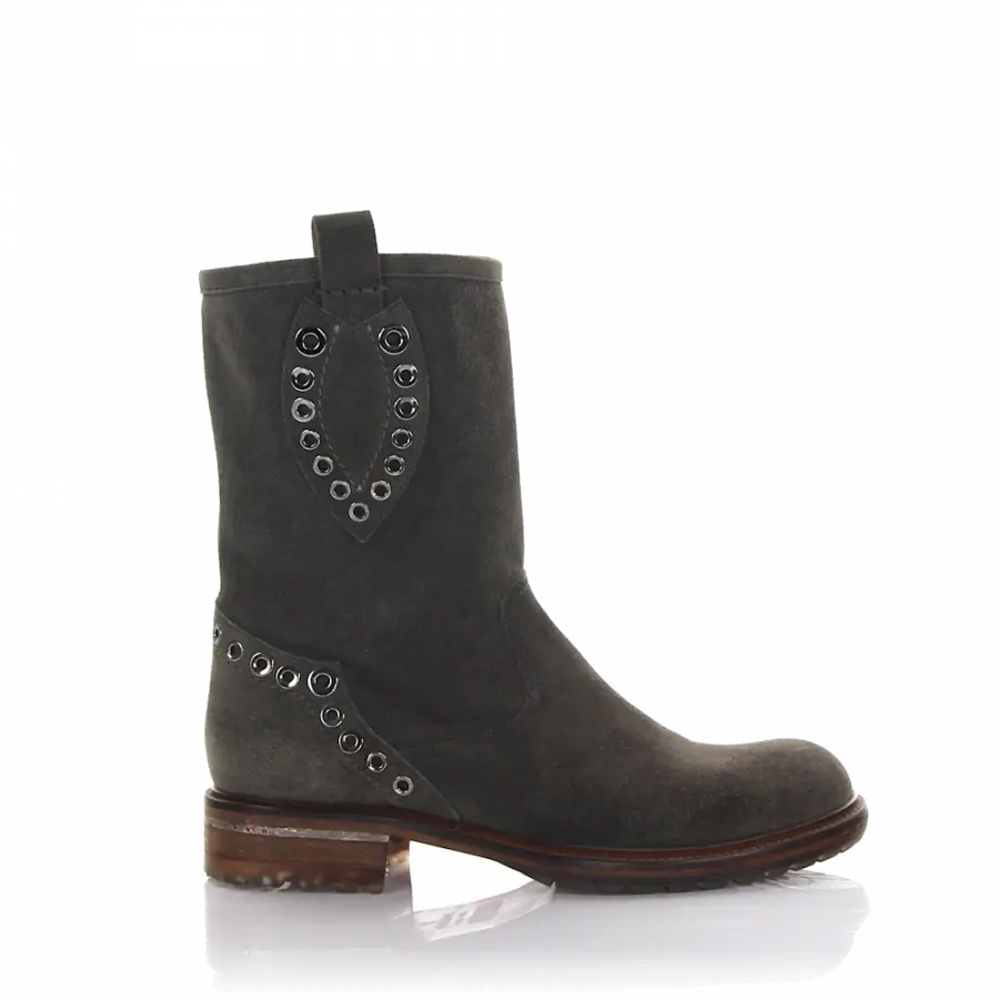 Rossano Bisconti - Stiefeletten Veloursleder Metallverzierung grau - grau
