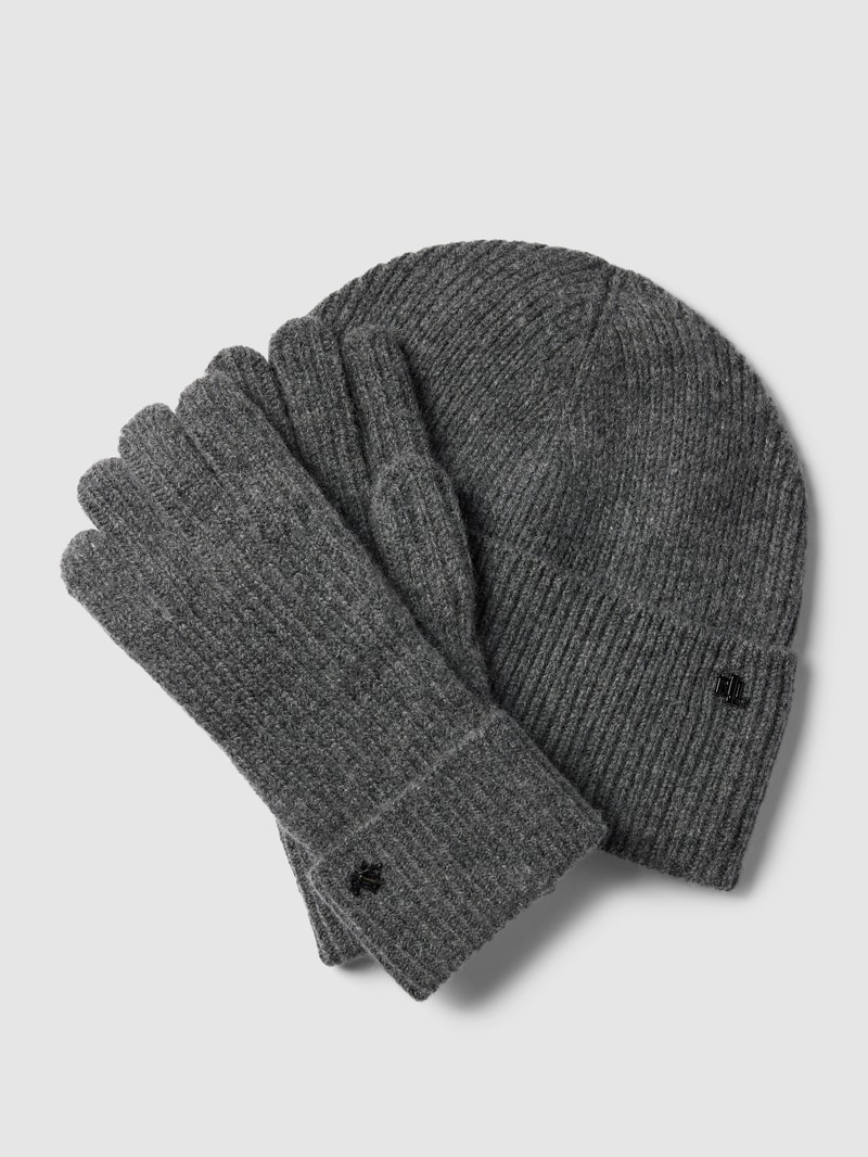 Handschuhe und Mütze im Set in schwarz