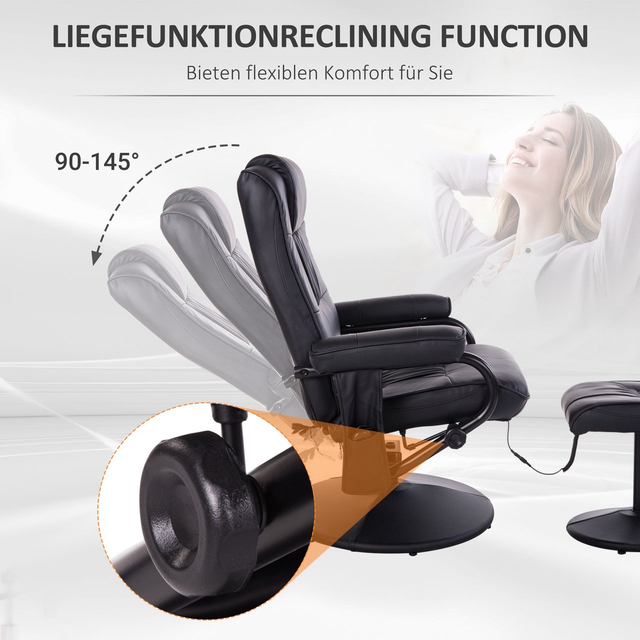 HOMCOM Massagesessel Relaxsessel Fernsehsessel TV Sessel Schwarz 77 x 84 x 95 cm