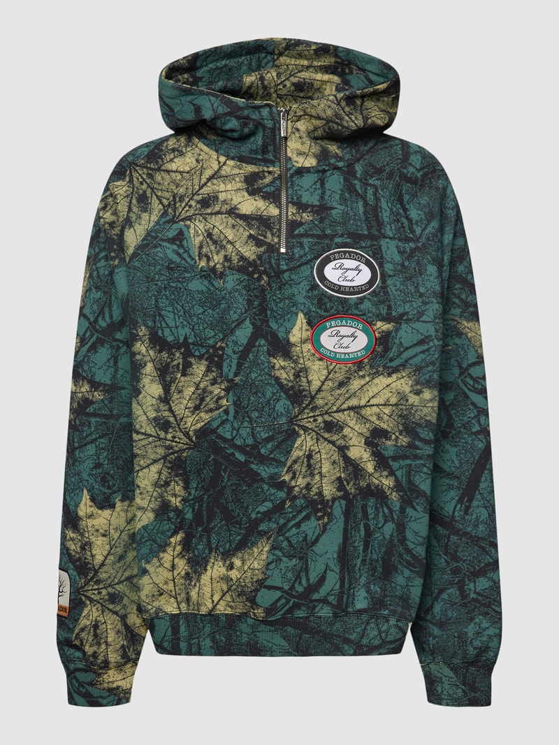 Oversized Hoodie mit Allover-Muster Modell 'FERGUS' in olivgrün