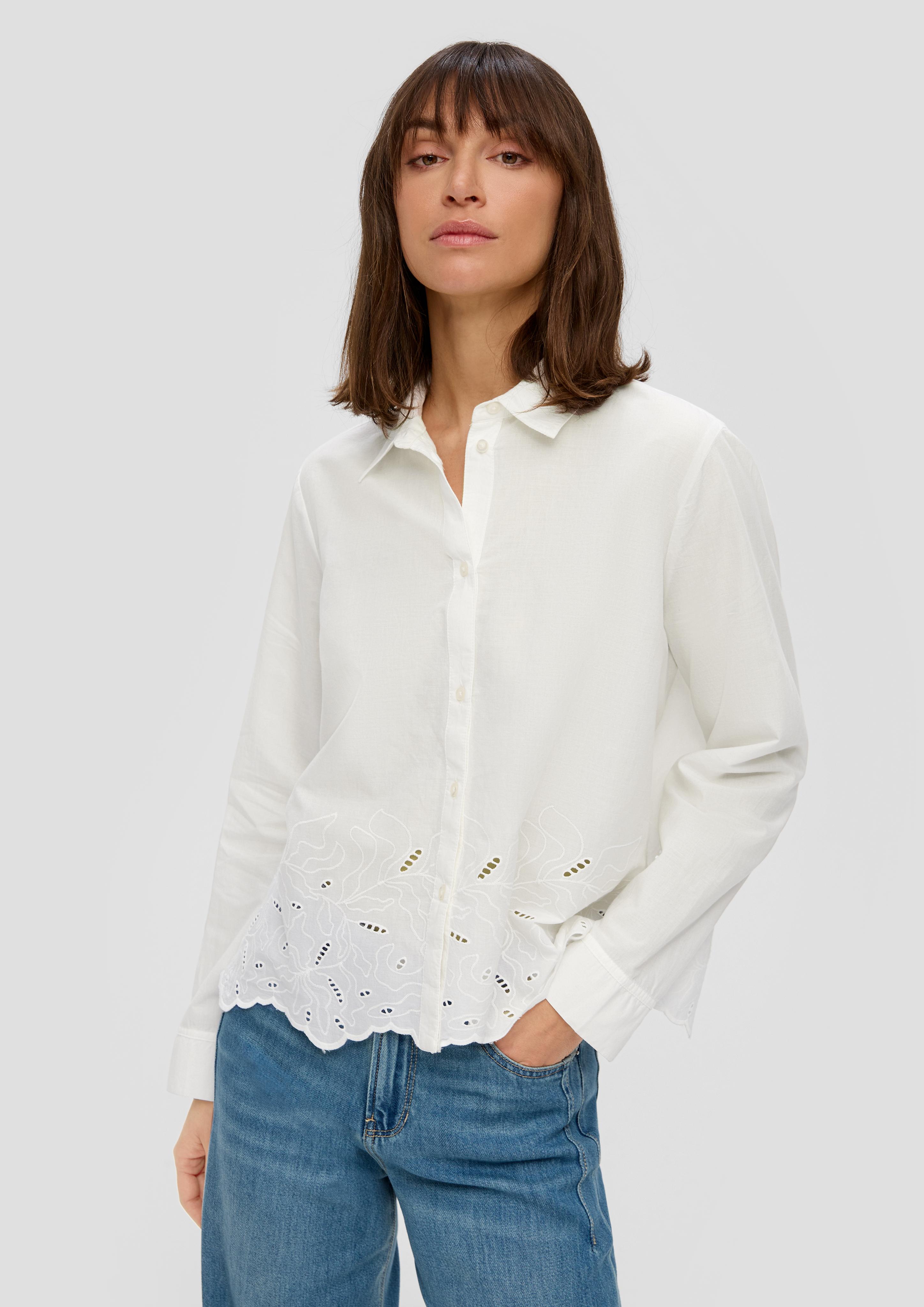 Langarmbluse mit Broderie Anglaise  2144556-0210