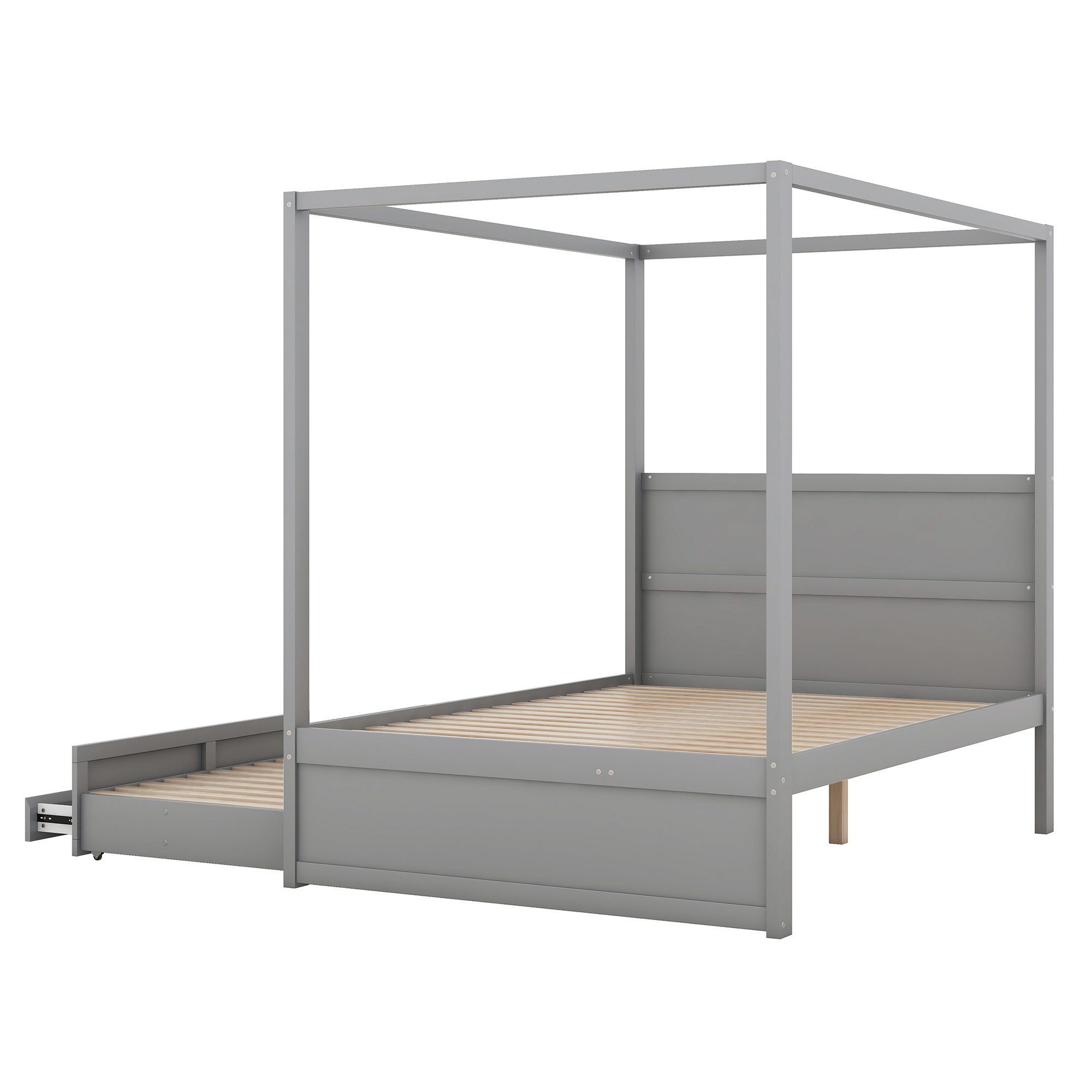 Gotagee Himmelbett Himmelbett Ausziehbarem Einzelbett 3 Ablagefächern 140x200 Doppelbett